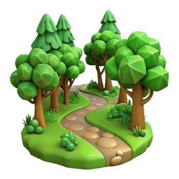 elegant modern Green Forest Trail Winding Path Cutout high quality png