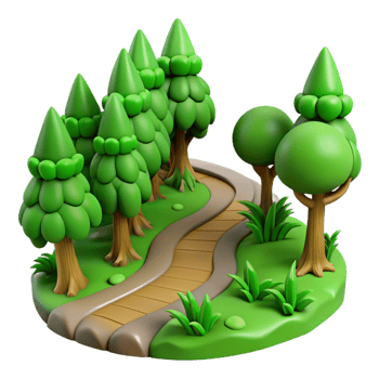 vibrant rustic Green Forest Trail Winding Path Cutout authentic png