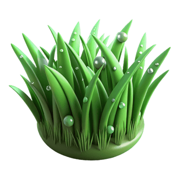 vibrant modern Green Grass with Dew Drops Transparent Background Isolated high resolution png