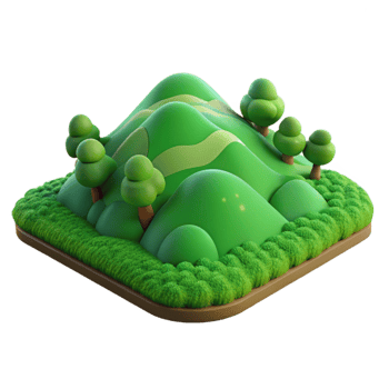 extraordinary traditional Green Hillside Rolling Terrain Lush Vegetation Isolated high quality png