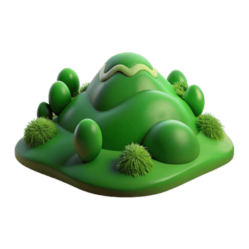 magnificent creative Green Hillside Rolling Terrain Lush Vegetation Isolated detailed png