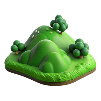 beautiful classic Green Hillside Rolling Terrain Lush Vegetation Isolated detailed png