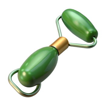 vibrant rustic Green Jade Facial Roller Angled View detailed png