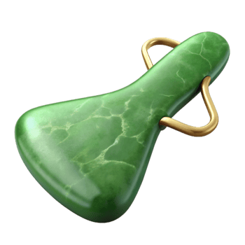 extraordinary vintage Green Jade Gua Sha Tool Angled View Cutout 4K png