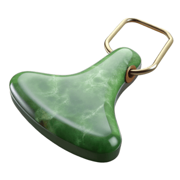 beautiful classic Green Jade Gua Sha Tool Angled View Cutout authentic png
