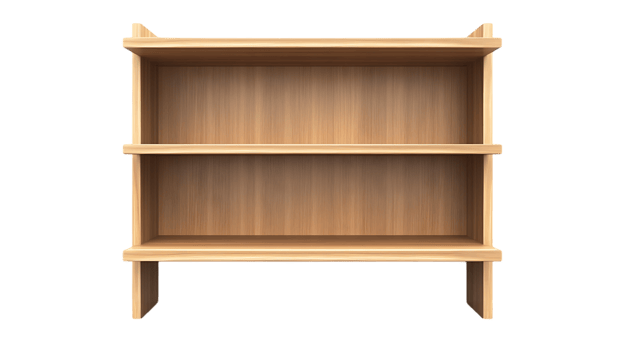 A wooden shelf with two shelves on it png