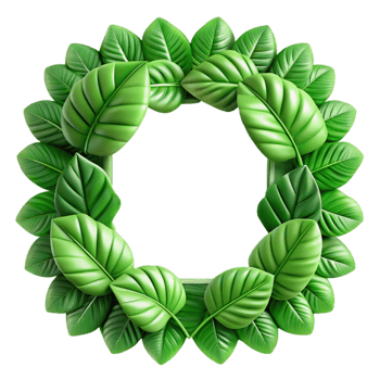 elegant contemporary Green Leaves Border Decorative Frame Transparent Background high quality png
