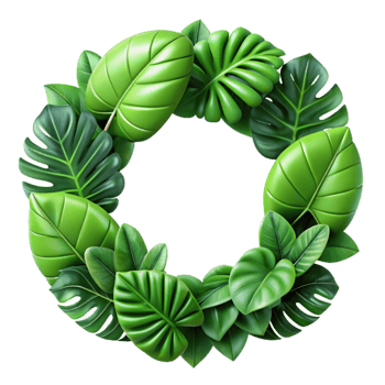 vibrant contemporary Green Leaves Border Frame Transparent Background original png