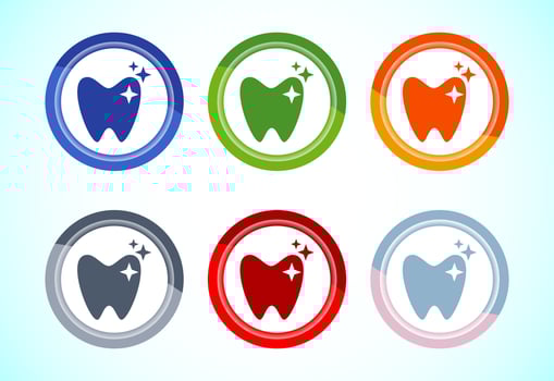 Dental care icon. Teeth care icon for dentist, 6 color button design set vector