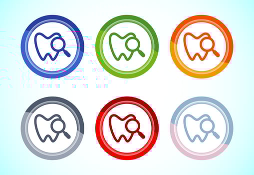 Dental care icon design. Teeth care icon for dentist, 6 color button design set vector