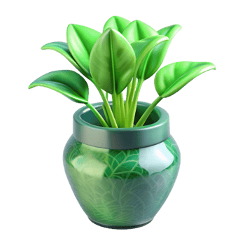 impressive contemporary Green Plant in a Ceramic Pot Isolated on Transparent Background detailed png