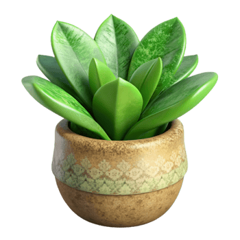 extraordinary artistic Green Plant in a Ceramic Pot Isolated on Transparent Background original png