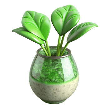 dramatic vintage Green Plant in a Ceramic Pot Isolated on Transparent Background authentic png