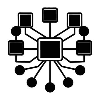 Information flow through data network digital silhouette isolated on white background vector