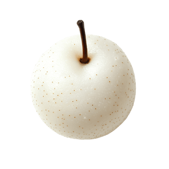 Top view of a snow pear showcasing its smooth texture and distinctive shape against a transparent background, snow pear top view on transparent background png