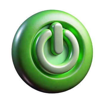 extraordinary minimalist Green Power Button Illuminated Cutout 4K png