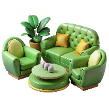 elegant classic Green Room Sofa and Chairs Cutout exclusive png