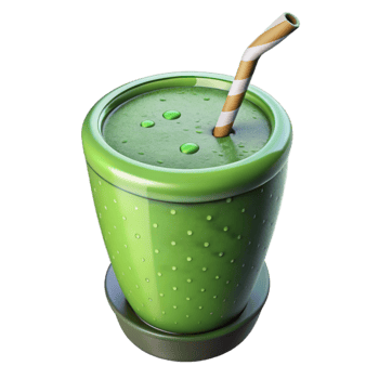 elegant creative Green Smoothie Glass with Straw Isolated authentic png