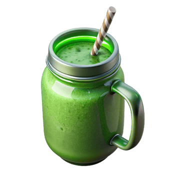 elegant modern Green Smoothie in Glass Top View Isolated premium png