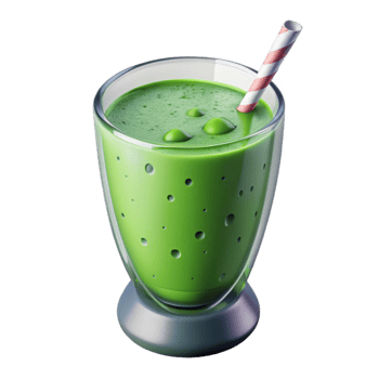 beautiful rustic Green Smoothie in Glass Top View Isolated detailed png