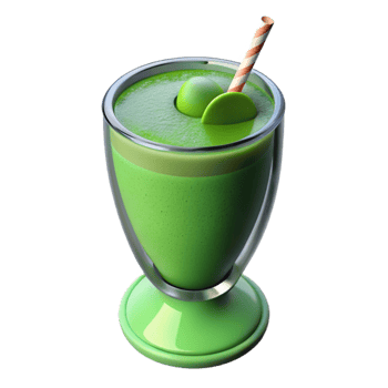 vibrant rustic Green Smoothie in Glass Top View Isolated high quality png