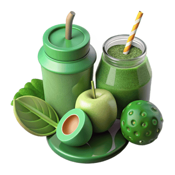 serene contemporary Green Smoothie Ingredients Isolated on White detailed png