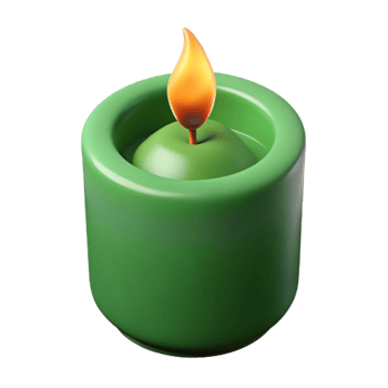 impressive contemporary Green Spa Candle Burning Isolated on Transparent Background detailed png