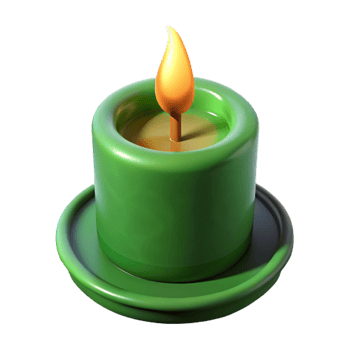 elegant minimalist Green Spa Candle Burning Isolated on Transparent Background original png