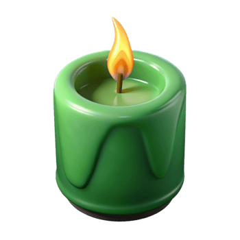 serene creative Green Spa Candle Burning Isolated on Transparent Background original png