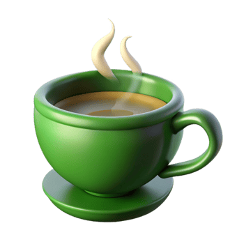 wonderful classic Green Tea Cup with Steam Cutout Transparent Background original png