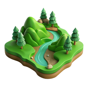 magnificent contemporary Green Valley with Winding River Cutout high quality png