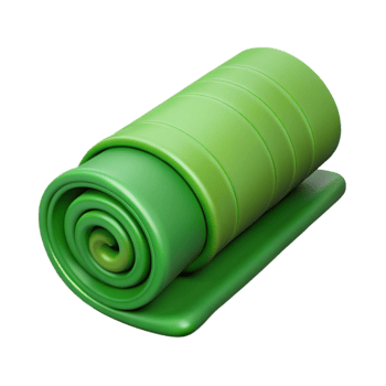 dramatic creative Green Yoga Mat Roll Cutout on Transparent Background high quality png