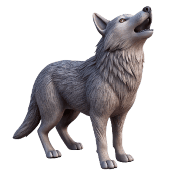 vibrant modern Grey Wolf Howling Cutout Isolated 4K png