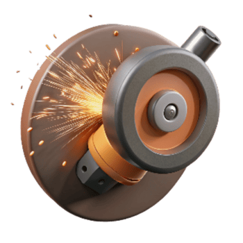 vibrant traditional Grinding Wheel Sparks Flying Transparent Background detailed png