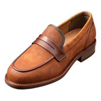 serene minimalist Groom Loafers Brown Leather Suede Detail Isolated professional png