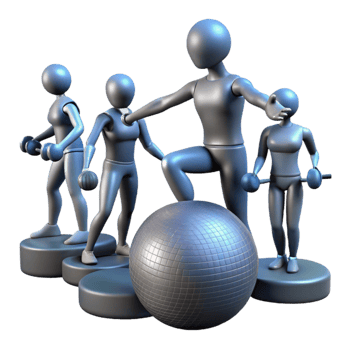 elegant traditional Group Fitness Class Silhouette Transparent Background professional png