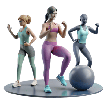 serene creative Group Fitness Class Silhouette Transparent Background professional png