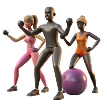impressive minimalist Group Fitness Class Silhouette Transparent Background professional png