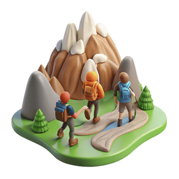 extraordinary abstract Group Hiking Up Mountain Trail Cutout high quality png