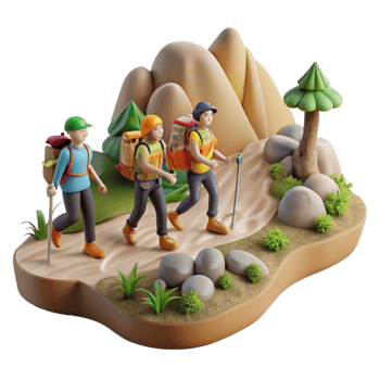 magnificent minimalist Group Hiking Up Mountain Trail Cutout genuine png