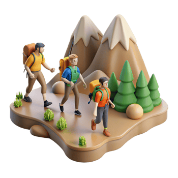 beautiful classic Group Hiking Up Mountain Trail Cutout professional png