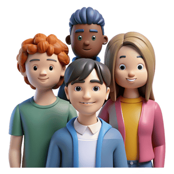 impressive abstract Group of Diverse Students Front View Isolated high resolution png