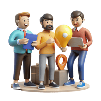 serene minimalist Group of Entrepreneurs Sharing Ideas Cutout Element premium png