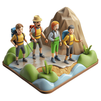 stunning minimalist Group of Hikers on Mountain Trail Cutout high quality png