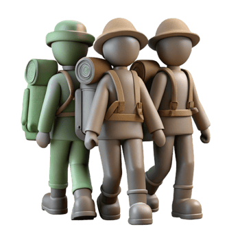 elegant contemporary Group of Hikers Silhouette Cutout premium png