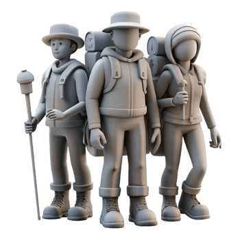 elegant classic Group of Hikers Silhouette Cutout authentic png