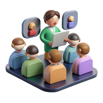 serene vintage Group of People Attending Online Conference Cutout detailed png