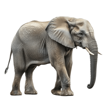 This incredible elephant is captured in a side view, revealing its impressive size and distinct features, Elephant side view transparent background png