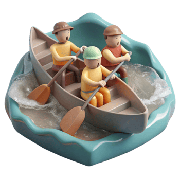 impressive creative Group of People Canoeing on Lake Cutout professional png