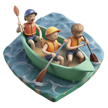 extraordinary abstract Group of People Canoeing on Lake Cutout professional png